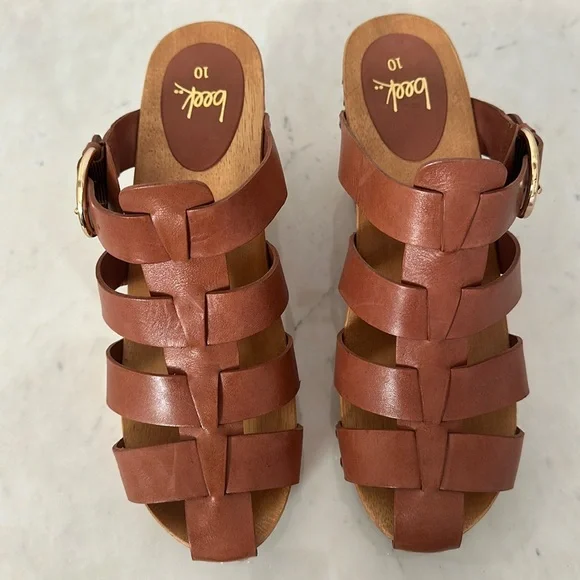 Beek Magpie Heeled Clog Cognac Sz 10 - Picture 2 of 6